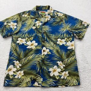 Banana Jack Honolulu Mens Hawaiian Shirt Palm Floral Blue Size M